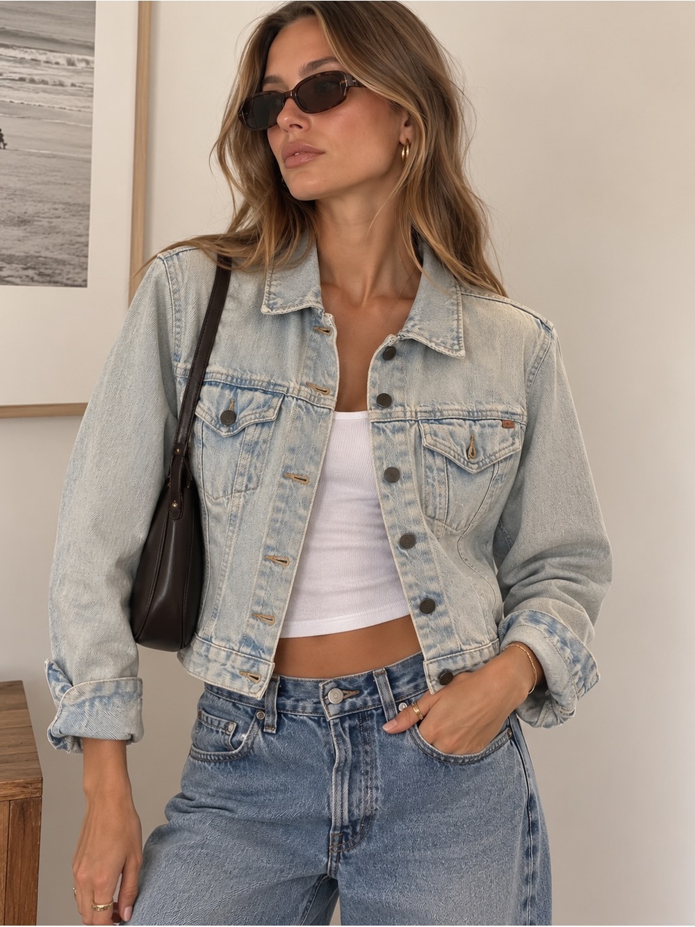 Vintage 90s French Connection UK FCUK Light Wash Denim Jacket